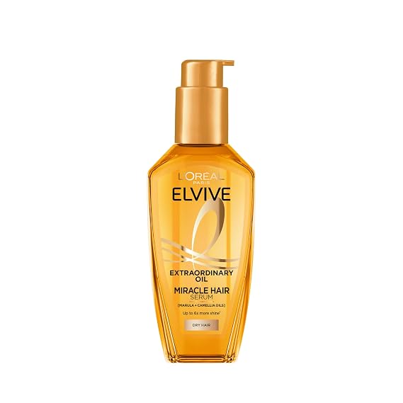 L'Oreal Paris Elvive Extraordinary Oil Miracle Hair Serum, Intense Nourishment, Up to 6x more Shine, up to 230 heat protection, suitable for all hair types, 100ml