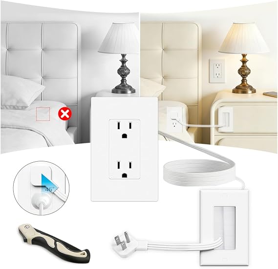 in Wall Cable Management Kit,TV Vord Hider,Outlet Relocation Kit for Relocating Unreachable Electrical Outlets,2 AC Outlets,9.8ft Cord Easy, Safe Cable Management for Organized TV and Home Setups