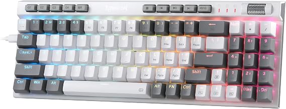 Redragon K655 75% RGB Wired Mechanical Gaming Keyboard, 78 Keys Hot-Swap Mechanical Keyboard w/Aluminum Cover Board, Upgraded Socket and Onboard Macro/Media Keys, Quiet Linear Red Switch
