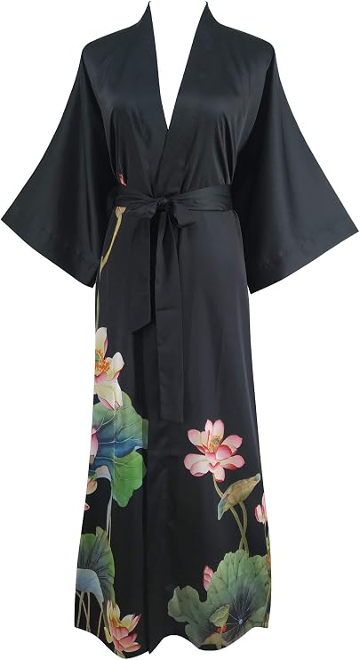 Women's Kimono Long Robe Floral Bathrobe Nightgown