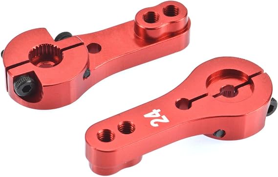 24T for Hitec Red Aluminum Dual Clamping Servo Horn -2 Pack #8011
