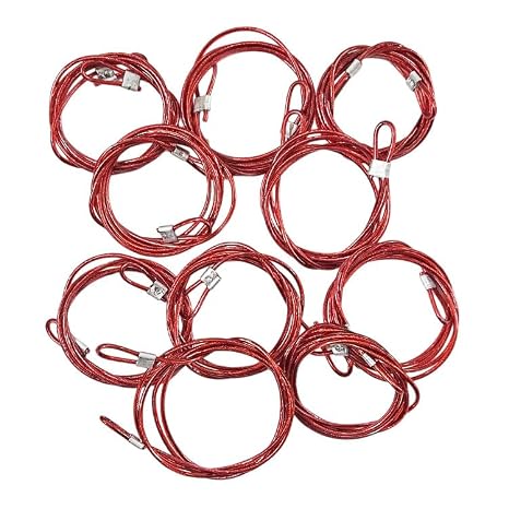Loto Insulated Steel Security Cable, Double Loop Ends, 4ft and 6ft Combo Pack, Red, 5 Each