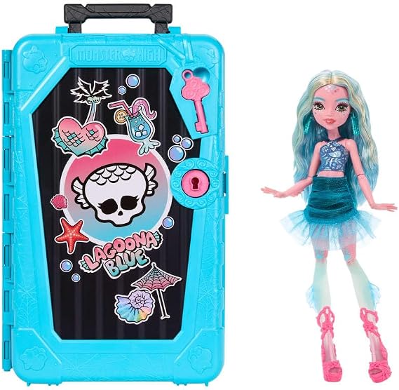 ​Monster High Skulltimate Secrets Lagoona Blue Doll | Destination: Gore-geous Oasis Sea Monster Doll and Accessories Set with Suitcase and 19+ Surprises like Clothes, JDR51