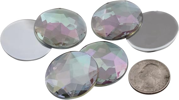 Allstarco 32mm (1-1/4") Large Crystal AB Round Acrylic Gems, 6 PCS
