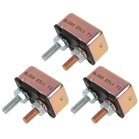 GLOSO E511 Stud Type Circuit Breakers, No Bracket, Auto Reset (T1) - 3 Pack (12A)