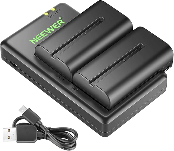 NEEWER NP-F550 Battery Charger Set Compatible with Sony NP-F970 F750 F770 F960 F550 F530 F330 F570 CCD-SC55 TR516 TR716 TR818 TR910 TR917, Led Light/Monitor/Camera Slider (2 Pack, Black)