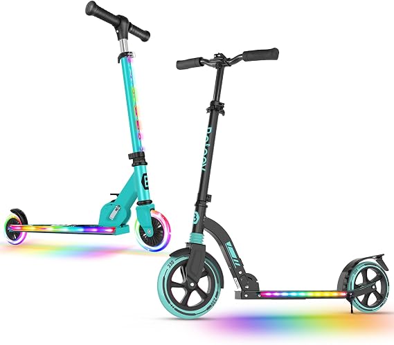 BELEEV Scooters for Kids Ages 3-12 with Light-Up Wheels & Stem & Deck and Big Wheel Scooter for Kids Ages 6+ with Light-Up Deck
