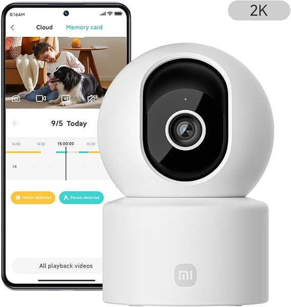Xiaomi Smart Camera C302 3MP 2K Akıllı Wi-Fi Güvenlik Kamerası, 360° Panoramik Görüş, Gece Görüşü, Hareket Algılama, İki Yönlü Ses (Xiaomi TR Garantili)