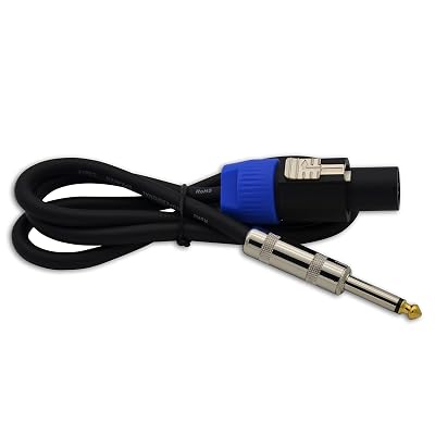3 ft Speaker Cable 12 Gauge Wire 2 Conductor Speakon with Twist Lock to 1 4 Inch TS Male Compatible with PA DJ Home Audio