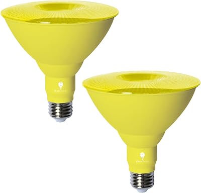 Bluex Bulbs Par38 LED Flood Light Bulb - 18W 120Watt Equivalent - Dimmable - E26 Base - LED Lights, Party Decoration, Porch, Home Lighting, Holiday Lighting, Flood Lights Yellow, 2 Pack