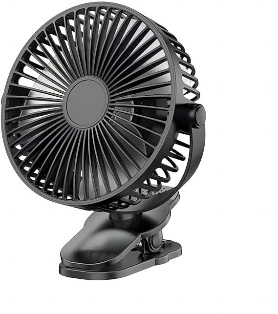 Compact Clip on Fan, 6 Inches Rechargeable Portable Fan for Outdoors, Car Seat, Gym - Black