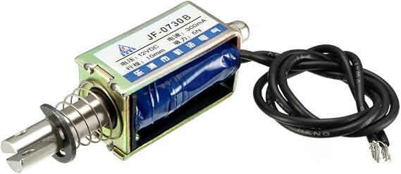 uxcell DC 12V 5N 10mm Stroke Pull Push Type Solenoid Electromagnet Open Frame Type Linear Motion 6mm Stroke Push Bar Dia JF-0730B