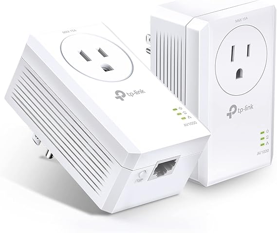 TP-Link AV1000 Powerline Ethernet Adapter Kit - Passthrough, Gigabit Port