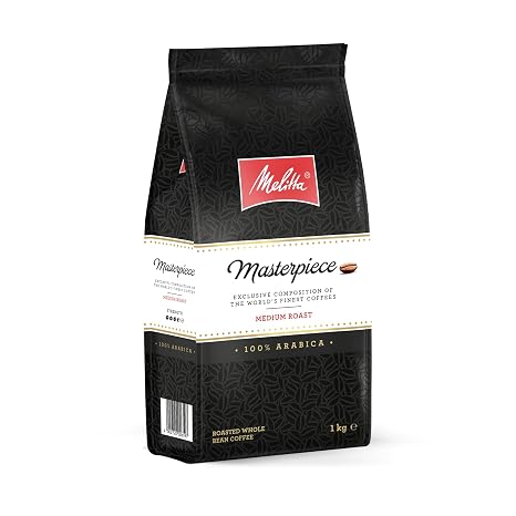 Melitta Masterpiece Rare Coffee 1 kg Whole Coffee Beans Unground 100% Arabica Medium Roast Roasted in Germany Strength 3.5