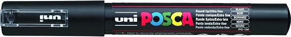 uni-ball Posca PC-1M Extra Fine Bullet Tip Marker - Black, Pack of 12