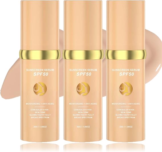 Colour Changing Foundation, 4 In 1 Foundation Liquid SPF50, Hydrating Medium Full Coverage Concealer, Mature Skin Color Changed, 4 In 1 Moisturizing Full Coverage Liquid Foundation (3PCS)
