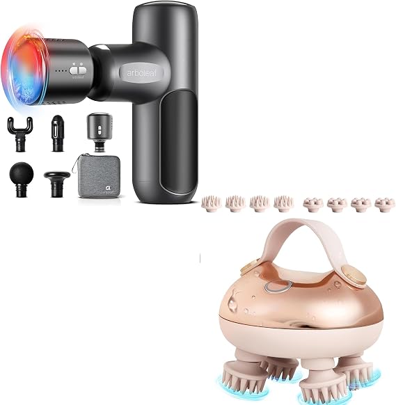 arboleaf Heated and Cold Massage Gun with Head Massager Bundle
