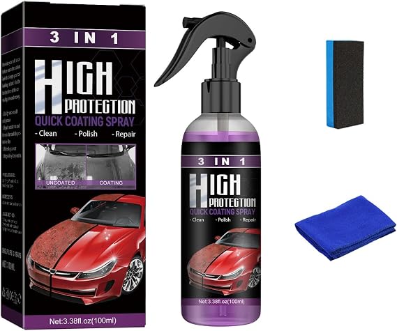3 in 1 High Protection Quick Car Coating Spray Kits,3 in 1 Ceramic Car Coating Spray,Quick Coat Car Waxes Polish Spray for Cars,Car Scratch Nano Repair Spray,Easy to Use (1)