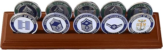 DECOMIL Challenge Coin Holder, Military Coin Display Case Solid Walnut - Medium - 2 Row