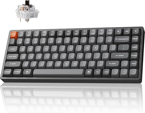 Keychron K2 Max QMK/VIA 2.4 GHz & Bluetooth Wireless Custom Mechanical Keyboard for Mac/Windows/Linux, 75% Layout Keyboard RGB Backlight with Aluminum Brown Switch - Black