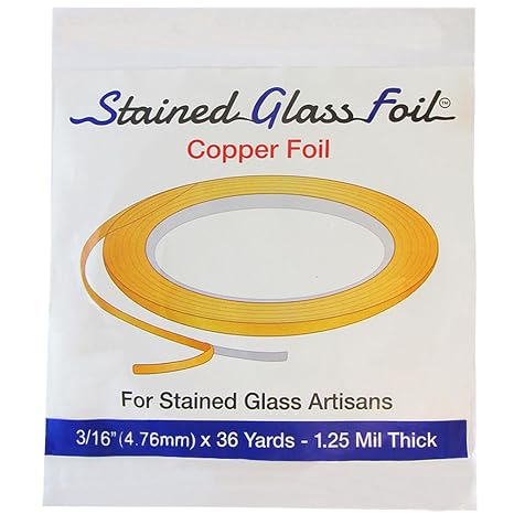 Stained Glass Copper Foil Tape 3/16" x 36YDS. Copper