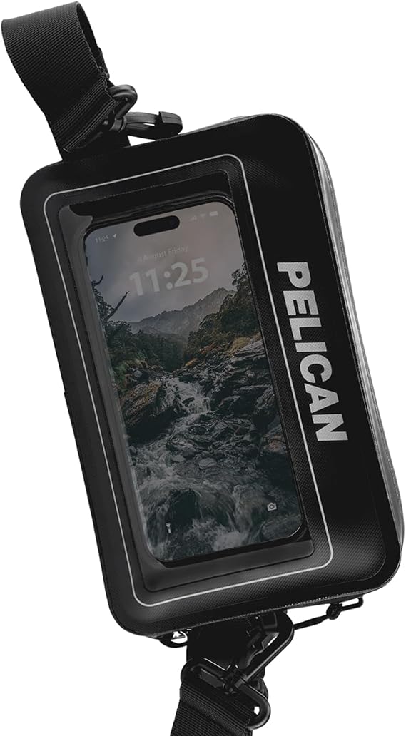 Pelican Marine Water-Resistant Sling Bag with Adjustable Strap (2L) - Black | Crossbody Chest/Shoulder Bag for Men and Touchscreen Compatible Phone Compartment - Travel Daypack for Camping, Hiking & More