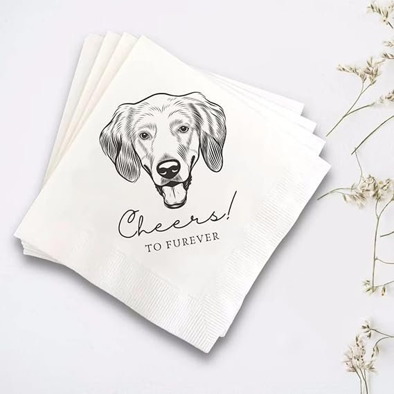 Ter 100pcs Custom Dog Photo Birthday Cocktail Napkins,Wedding Cocktail Napkins Personalized,Dog Custom Wedding Cocktail Napkins (50 pcs)