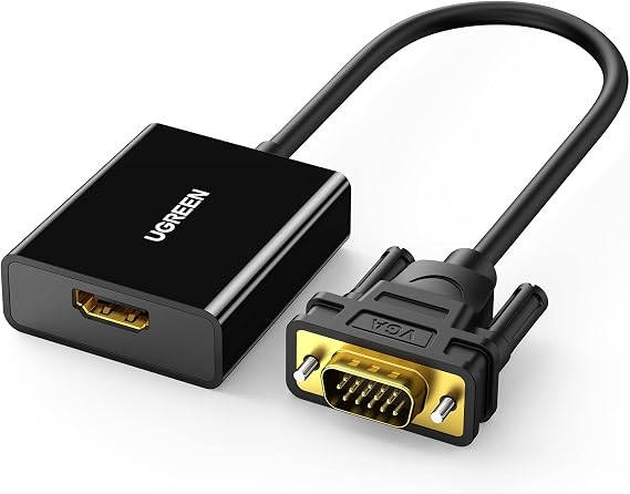 UGREEN Active HDMI to VGA Adapter with 3.5mm Audio Jack HDMI Female to VGA Male Converter for TV Stick, Raspberry Pi, Laptop, PC, Tablet, Digital Camera, Nintendo Switch