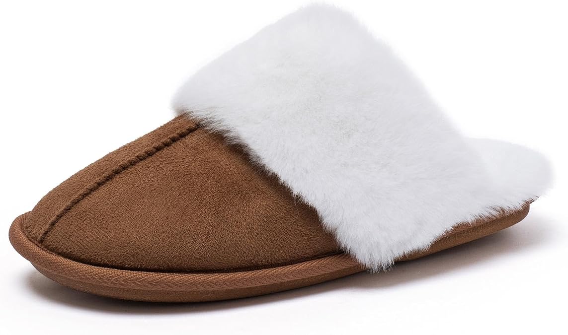 katliu Women's Cozy Plush House Slippers Closed Toe Soft Fuzzy Slippers Memory Foam Indoor Slippers Winter Warm