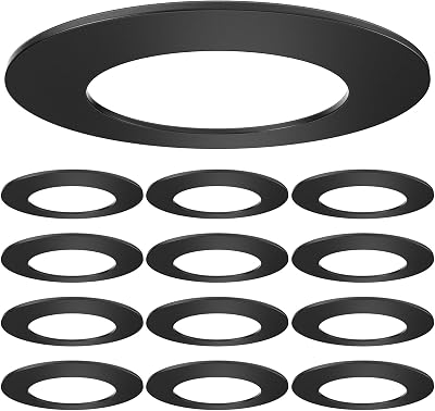 Sunco 12 Pack Goof Rings for 4 Inch Recessed Lights, Can Light Trim Rings Flush Mount, Black Matte Finish, Durable Plastic Design, Ultra Thin