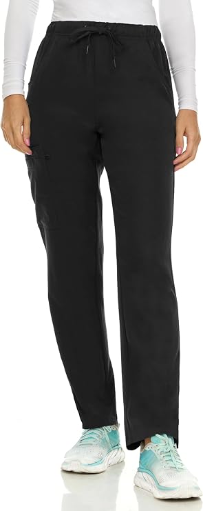 MediChic Straight Leg Scrub Pants for Women, Anti-Wrinkle Women's Medical Scrub Pants, 6 Pockets, 4-Way Stretch