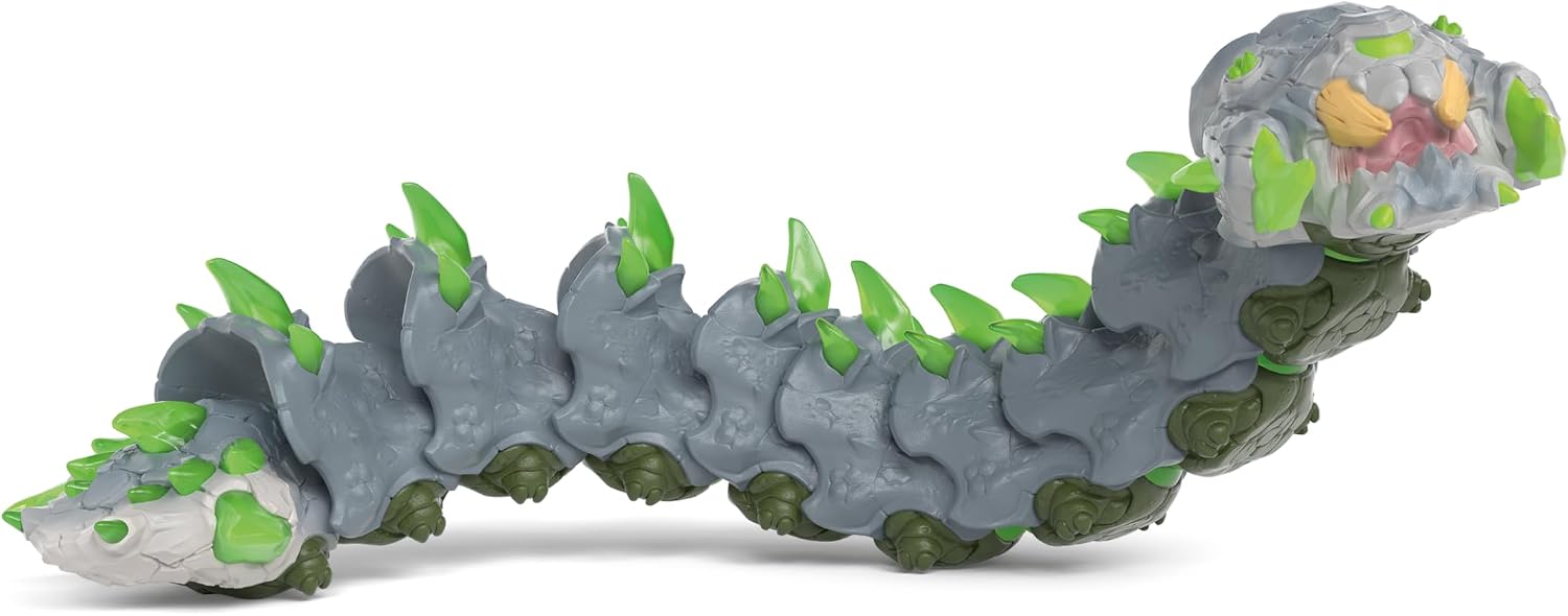 SCHLEICH Eldrador Creatures - 11" Stone Worm Toy - Movable Bug Beast Figure for Boys and Girls - Imaginative Play Fantasy Snake Figurine - Durable Monster Toys for Kids Ages 7+ | 70853