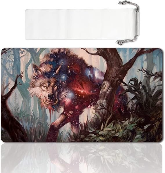 Board Game TCG Playmat Table Mats Games Size 60X35 cm Play Mats Compatible for MTG RPG CCG Trading Card Game Mousepad (Nyxborn-Wolf)