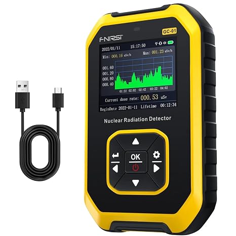 Geiger Counter Radiation Detector, Rechargeable Nuclear Radiation Dosimeter, Portable Handheld Gamma Beta X-ray Monitor Tester with LED Display 5 Dosage Units Switched