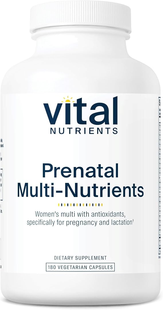 Vital Nutrients PreNatal Multi-Nutrients - Women's Prenatal Multivitamin/Mineral Formula with Potent Antioxidants - Vegetarian - Gluten, Dairy, Soy Free - Non-GMO - 180 Capsules