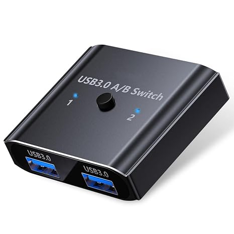 USB 3.0 KVM Switch Aluminium Bi-directional USB Switch 2 in 1 for Printers KVM Switch Selector for Mouse PC Keyboard Scanner Compatible with Mac Linux Win2000/XP/7/8/10