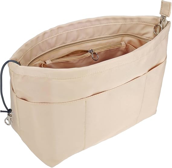 Purse Organizer Insert Tote Handbag Divider, Medium, Beige