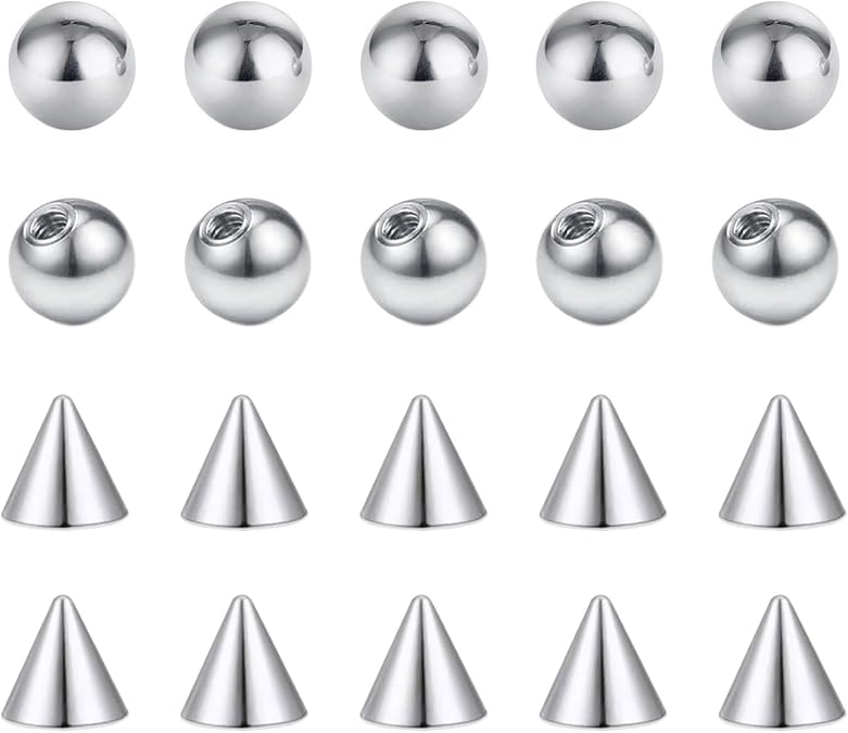 20pcs Piercing Balls 16G 3mm Stainless Steel Silver 1.2mm Replacement Balls Spike Black Gold for Lip Eyebrow Septum Piercing
