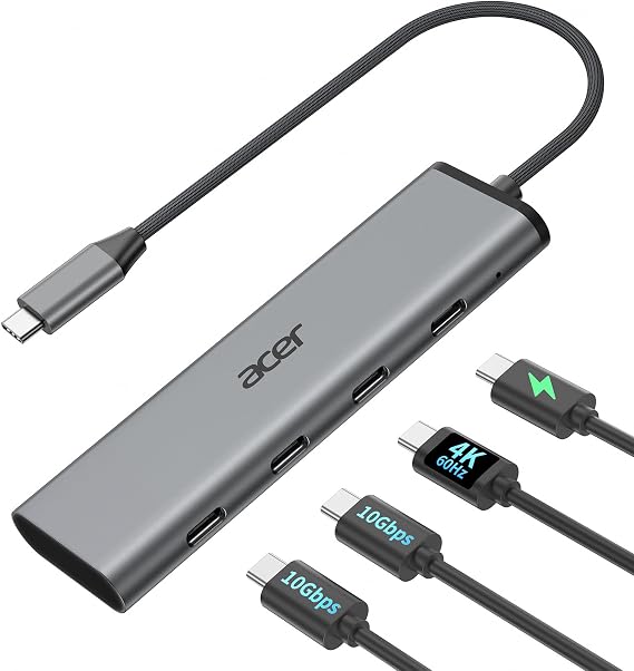 Acer 10Gbps USB C Hub with 4K@60Hz USB-C Display Output for Laptop
