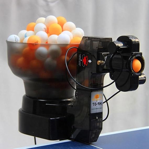 Automatic Table Tennis Robot, 0-5 Level Adjustable Automatic Ping-Pong Ball Machine HP-07 Practice Training Device with 7 Angle Setting Automatic Ball Machine Easy Assembly