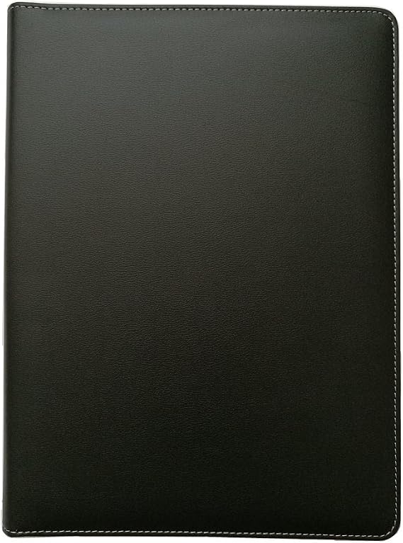 Business Padfolio A4 PU Leather Conference Folder Office Portfolio Organizer Holder Clipboard Cover with Writing Pad eBook (Black)