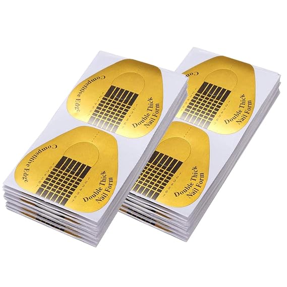 200Pcs Long Nail Forms for Acrylic Nails, Thick Nail Art Tips Extension Forms, Durable Acrylic Nail Paper Forms for Gel Nail