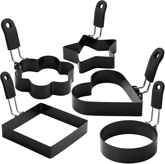 Egg Rings for Frying Eggs Nonstick 5 Egg Ring Stainless Steel Pancake Molds
