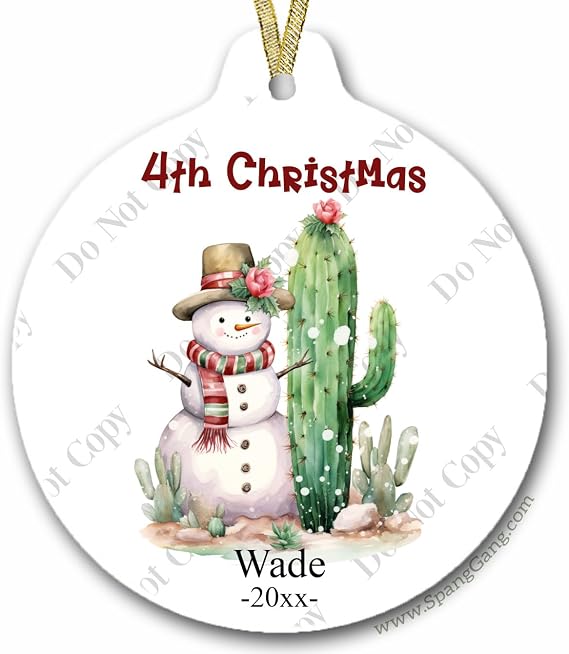 Baby's 1st, 2nd, 3rd, 4th or 5th Christmas | | My Fourth Christmas | Personalized Gift for Granddaughter Grandson | Cacti Christmas Ornament | My 1st Snowman Gift | My Third Christmas