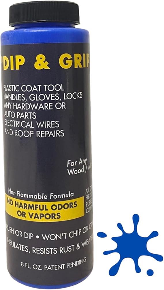 Dip and Grip Rubberized Plastic Dip Liquid Colors Rubber Paint Industrial Coating (Blue) 8 Fl. Oz