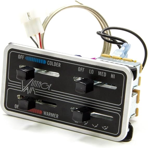 Vintage Air Climate Control Panel, Gen II Base Model, 4 Lever, Horizontal, 4.63 x 2.44 in Rectangle, In Dash, Aluminum, Black Paint, Each
