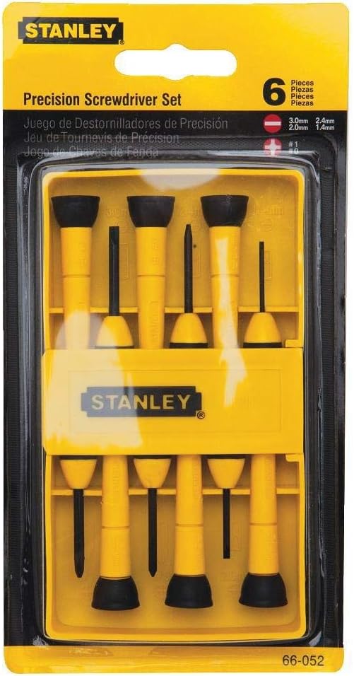 Stanley Tools 6 Piece Precision Screwdriver Set, Black/Yellow