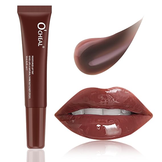 O'CHEAL Hydrating Lip Oil for Women, Tinted Lip Gloss with Plumping