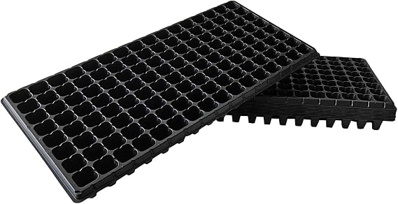 RooTrimmer 10Pcs 128 Cell Seed Starter Trays, Thick Durable Nursery 128 Cell Plug Tray Seedling Flat Plastic Shallow Tray for TD538 1020 Trays (21.26", 11.02", Deep 1.89"), GGBQ128