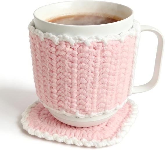 Crochet Mug Cozy Sleeve Set for 10 oz Mugs, Reusable Cup Tea Cozy